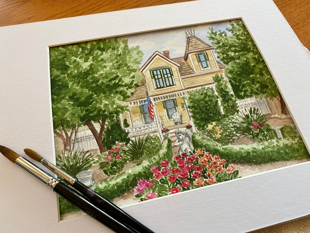 Personalized House Portrait, Hand Painted Watercolor, Custom Portrait ...