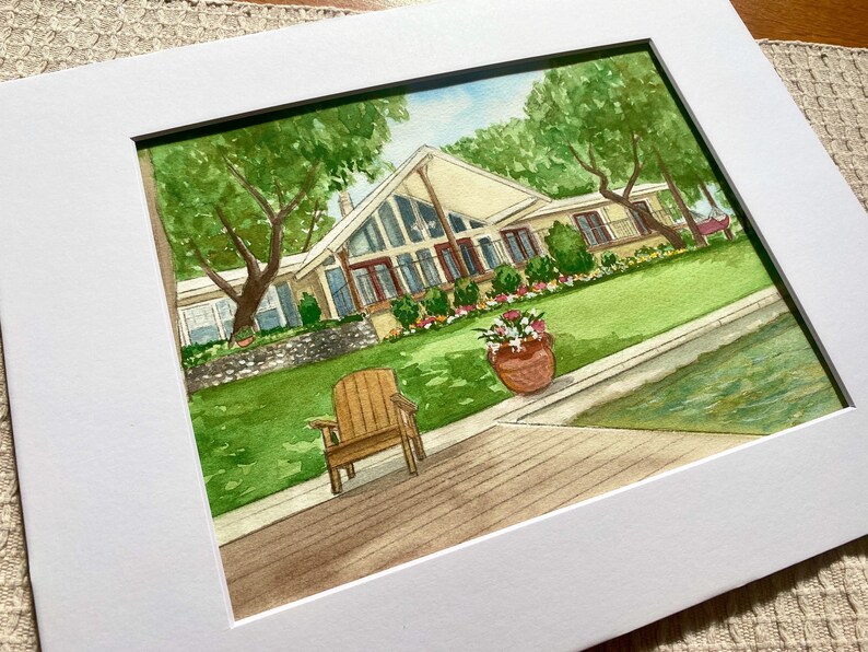 Custom Home Watercolor from photo, Painting of home, House portrait, First Home Gift, Personalized Custom House Drawings, Hand painted gift. image 10