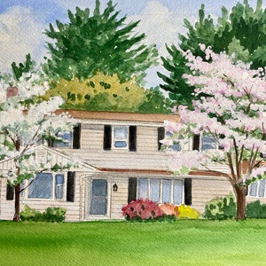 Custom House Portrait from Photo, Hand Painted Watercolor Home Art, Personalized Housewarming Gift, Realtor Closing Gift, Home Illustration