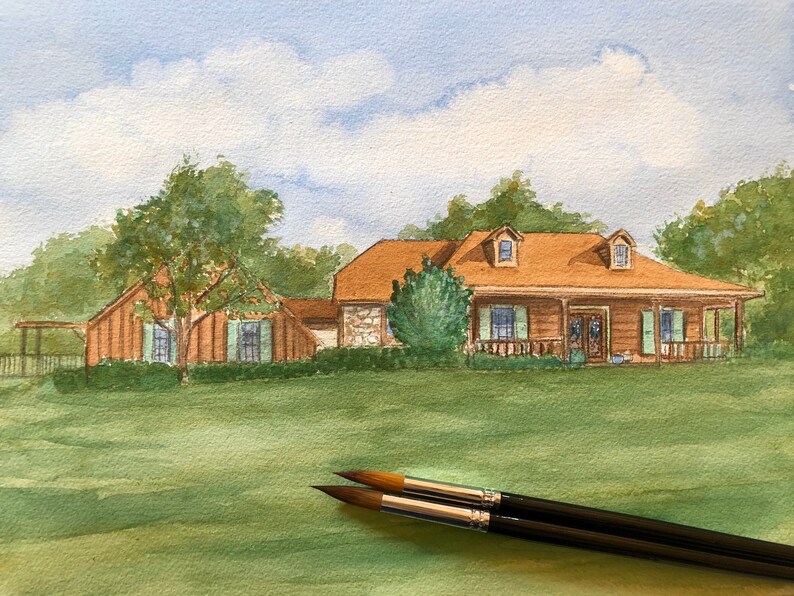 Personalized Home Watercolor From Photo Painting of Home Etsy