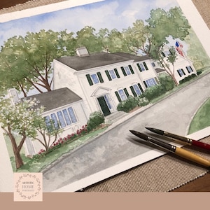 Personalized Home Watercolor from photo, Painting of home, House portrait, First Home Gift, Custom hand painted gift.