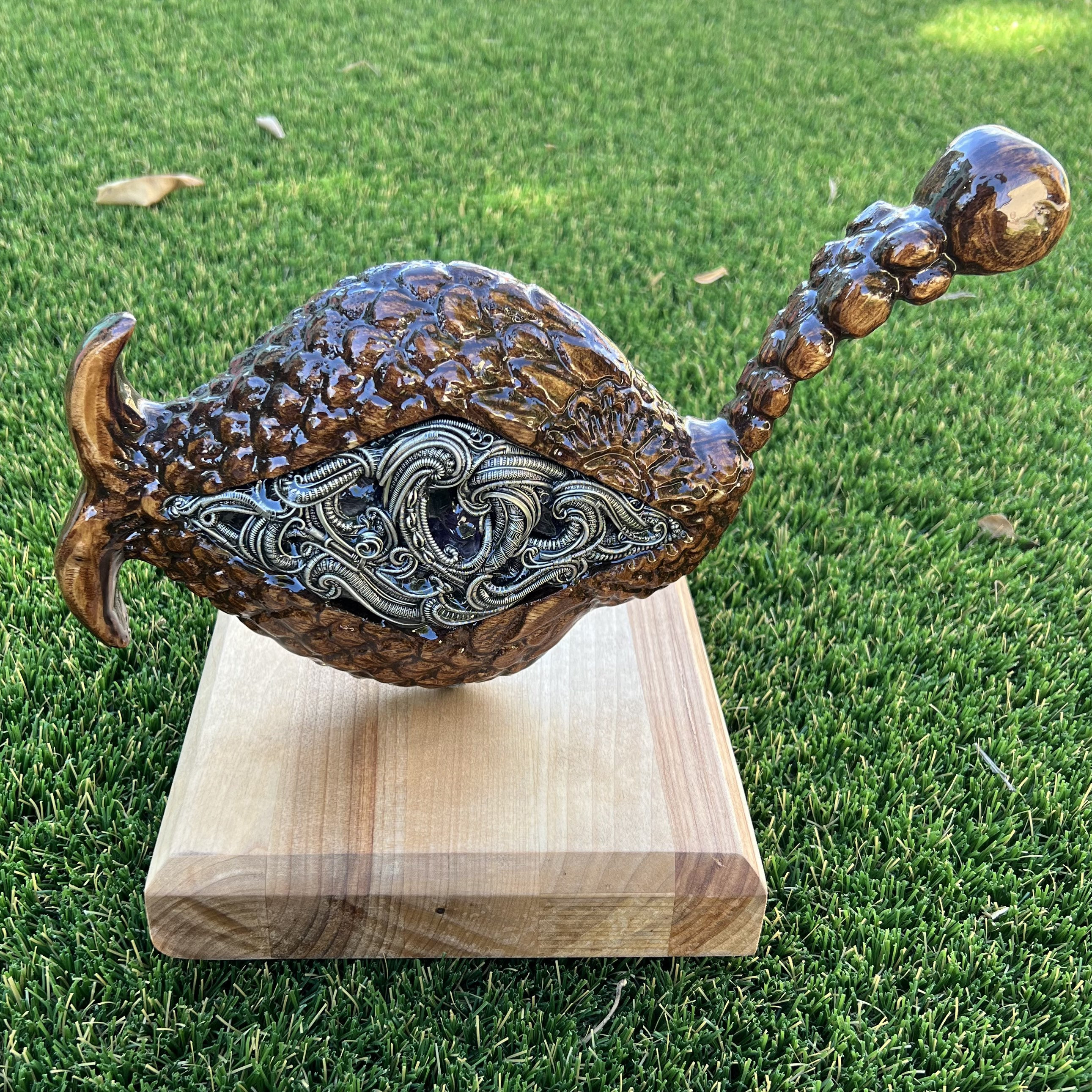 Fan Art, Phish, Phish Sculpture, Handmade, Wood Carving, Amethyst, Silver, Wire Wrapped, Unique, James Steffen Designs