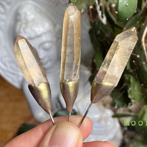 Cristales para plantas ~ Puntas de cuarzo citrino natural ~ Cristales para terrarios ~ Cristales de citrino para plantas ~ Cristales para jardines de hadas