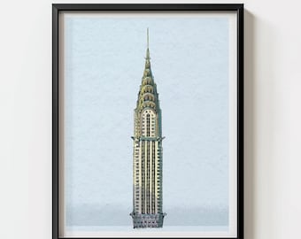 Chrysler Building print poster | New York City classic architecture | Art Deco