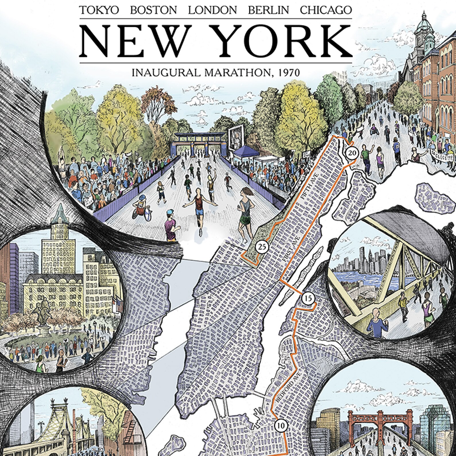 New York: The Marathon Map New York Marathon map | Etsy