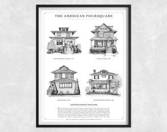 The American Foursquare, Home Styles Print | Chicago Neighborhood Architecture Series