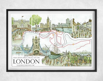 London: The Marathon Map | London Marathon, London Marathon gift, London runner gift, London running, London runner map, World Marathon map