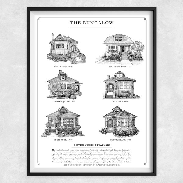 Bungalow Home Styles Print | Chicago Neighborhood Architecture Series