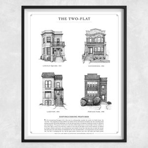 Two-Flat Home Styles Print | Chicago Neighborhood Architecture Series