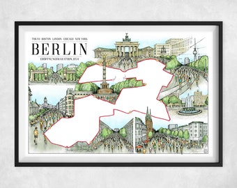Berlin Marathon Map Art Print: Signed Illustrated Poster