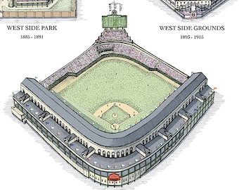 Wrigley Field Architecture Print – Chicago Cubs MLB Stadium History