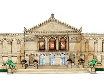 Chicago Art Institute print poster | Chicago classic architecture | Beaux Arts
