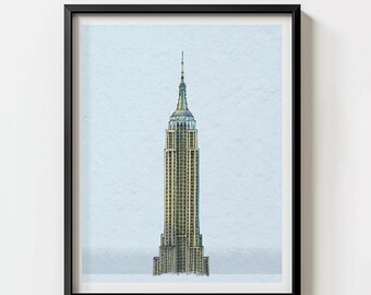 Empire State Building print poster | New York City classic architecture | Art Deco