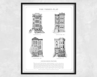 The Three-Flat, Home Styles Print | Chicago Neighborhood Architecture Series