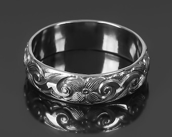 Sterling Silver Flower And Scroll Ring