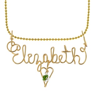 Gold Color Wire Name Necklace