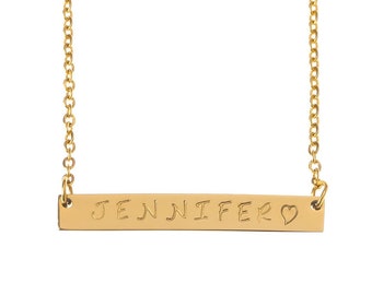 Personalized Gold Plated Stainless Steel Bar Pendant