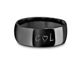 Black 8mm Personalized Stainless Steel Band