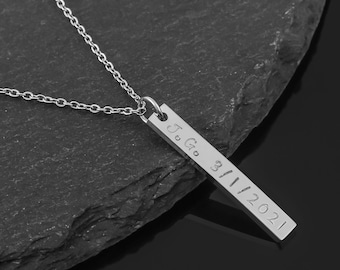 Personalized Stainless Steel Vertical Bar Pendant