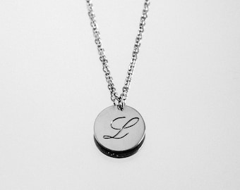 Sterling Silver Initial Pendant Hand Engraved