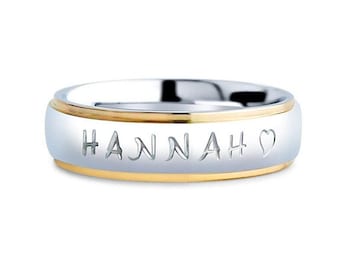 Personalized Two Tone Stainless Steel Ring