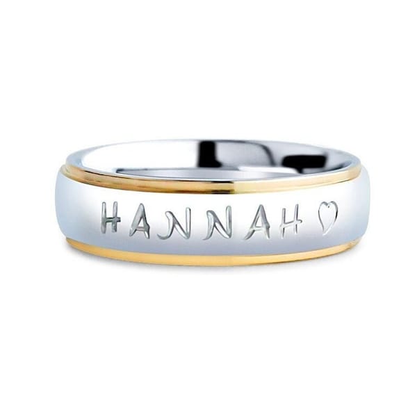 Personalized Two Tone Stainless Steel Ring