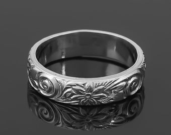 Handmade Personalized Sterling Silver Floral Ring 5mm