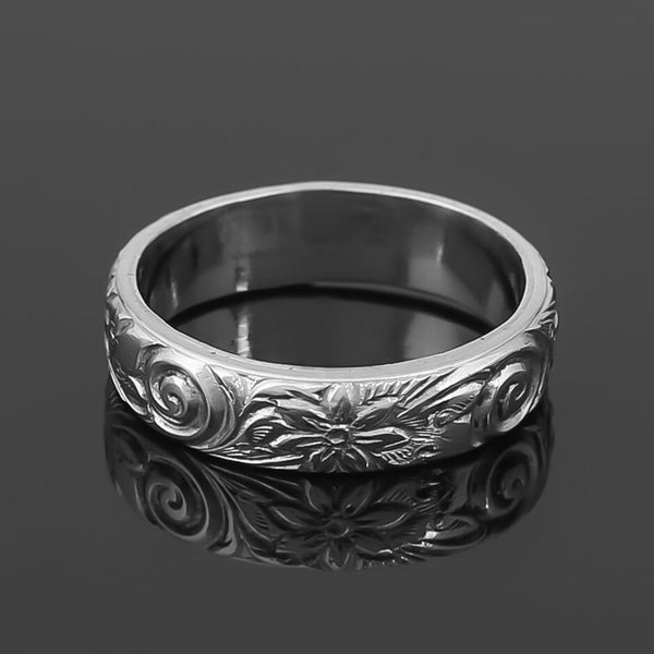 Sterling Silver Floral Ring 5mm