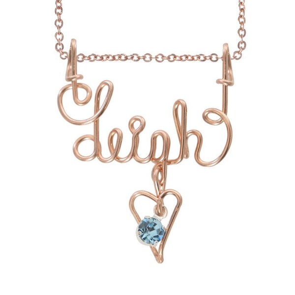 Personalized 14k Rose Gold Filled Wire Necklace