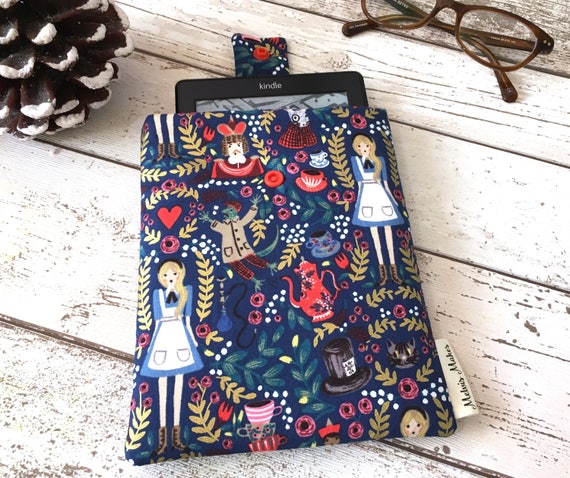 Alice in Wonderland Kindle Case, Padded Ereader Sleeve, Travel