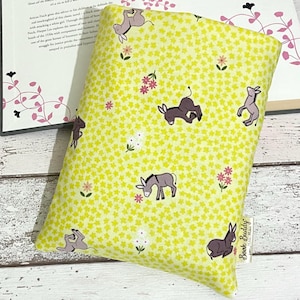 Little Donkey Book Buddy, copertina per libri in cotone primaverile, custodia con copertina morbida o rigida color limone, regalo per lettori della festa della mamma, accessori rosa per lettori