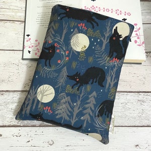 Copain de lecture loup-garou, pochette pour livre rembourrée, cadeau livre d'horreur, pochette pour livre au choix, couverture pleine lune, accessoire livresque, sac d'Halloween