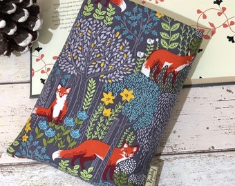 LAST CHANCE Fox Woods Book Buddy, Small Medium Large Book Cover, Book Lover Gift, Woodland Book Sleeve, Paperback Pouch, Nature Book Cover