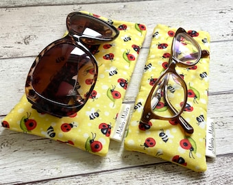 Ladybird Glasses Case: Handmade Padded Cotton Sunglasses Pouch