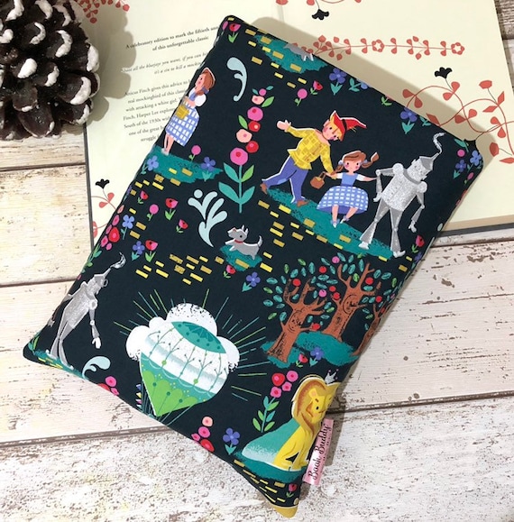 Wizard of Oz Book Buddy, Yellow Brick Road Book Sleeve, Wicked Book Gift for Her, Metallic Silver Book Bag, Dorothy Padded Book Pouch