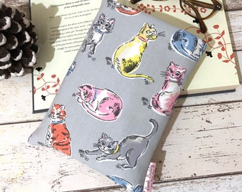 LAST CHANCE Painted Cats Book Buddy, Paperback or Hardback Book Cover, Cotton Canvas, Book Reader Gift, Bookish Prop, Cat Lover