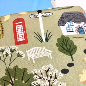 Country Village Book Buddy, Spring Book Cover, Book Lover Gift, British Countryside Book Sleeve, Paperback Pouch, Pond Book Cover image 5
