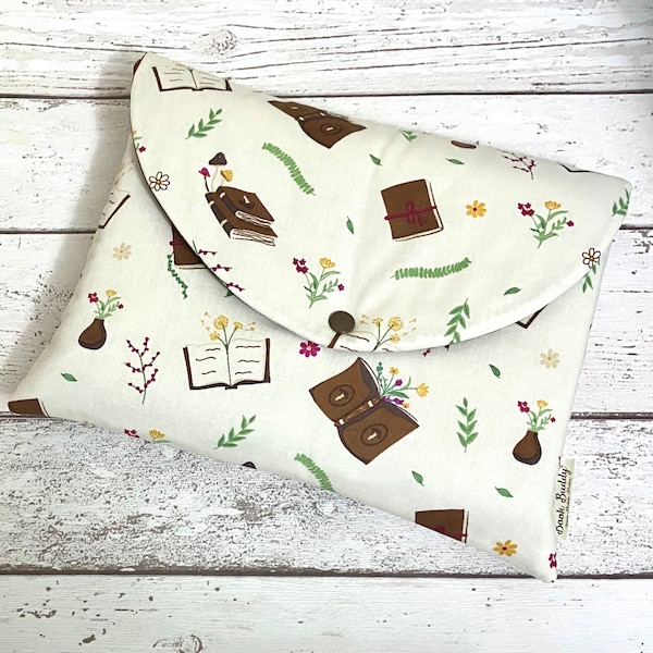 Field Research Book Buddy Clutch, Forest Book Cover, Journal Book Lover Gift, Floral Book Sleeve, Nature Book Pouch, Shelfie Book Bag