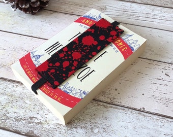 Blood Splatter Elastic Bookmark, Red Black Fabric Bookmark, Unique Cotton Page Marker, Bookish Stocking Filler, Bookstagram Accessories