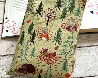 Forty Winks Book Buddy, Small Medium Large Book Sleeve, Book Lover Gift, Fox Book Pouch, Paperback Cover, Forest Book Sleeve, Bookworm Bag