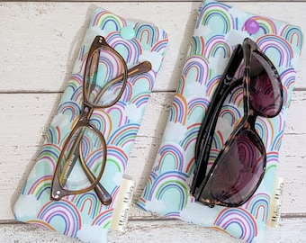 Pastel Rainbow Glasses Case, Unique Sunglasses Pouch
