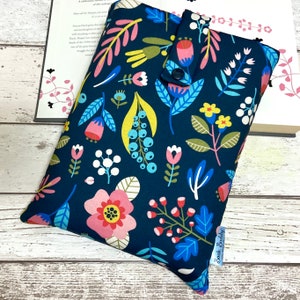 Bright Floral Book Buddy, Bold Flower Book Sleeve, Mother’s Day Reader Gift, Budget Book Pouch, Fauna Book Cover, Shelfie Accessories