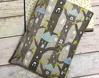 LAST CHANCE Glow in the Dark Treehouse Book Buddy, Fairy House Book Bag, Forest Book Lover Gift, Natural Book Pouch, Paperback Cover