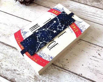 Constellations Elastic Bookmark, Reversible Fabric Bookmark, Glow in the Dark Cotton Page Marker, Book Lover Accessories, Bookstagram Props