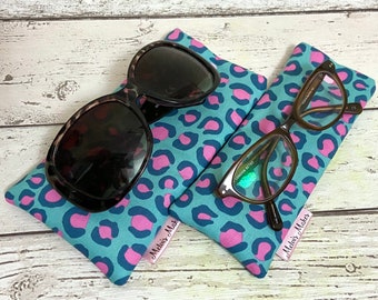 Estuche para gafas con estampado de leopardo: bolsa acolchada de algodón para gafas de sol