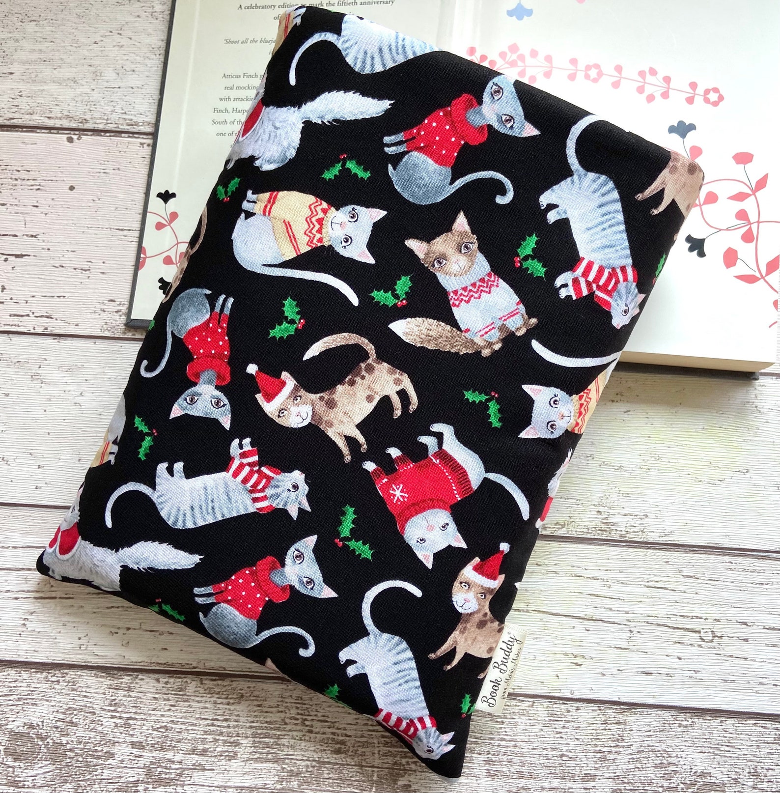 Cat in Sweaters Book Buddy Christmas Book Sleeve Feline Etsy