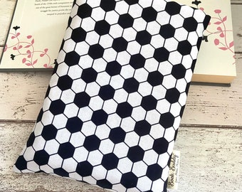 Football Book Buddy, Soccer Book Pouch, Small Medium Large Book Cover, Book Lover Fathers Day Gift, Monochrome Book Sleeve