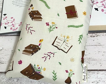 Field Research Book Buddy, Journal Book Cover, Book Lover Gift, Nature Book Sleeve, Floral Book Pouch, Hardback Paperback Cover