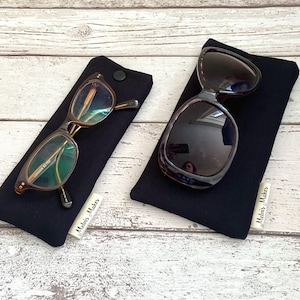 Plain Black Glasses Case, Sunglasses Pouch, Choose Your Size Soft Sleeve, Unisex Accessories, Fathers Day Gift, Padded Glasses Holder