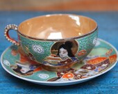 GAME of Cup and SATSUMA porcelain plate